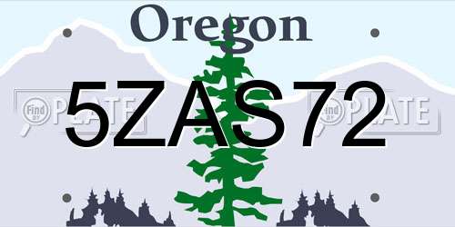 5ZAS72 Oregon License Plate