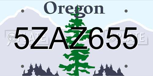 5ZAZ655 Oregon License Plate