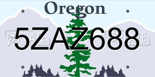 5ZAZ688 Oregon License Plate