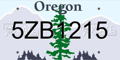 5ZB1215 Oregon License Plate