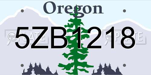 5ZB1218 Oregon License Plate