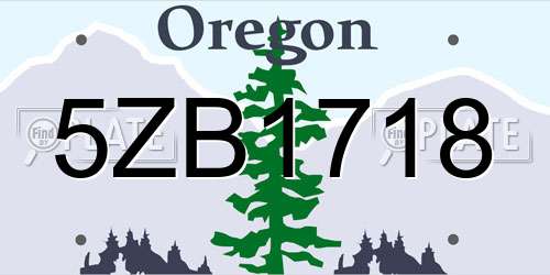 5ZB1718 Oregon License Plate