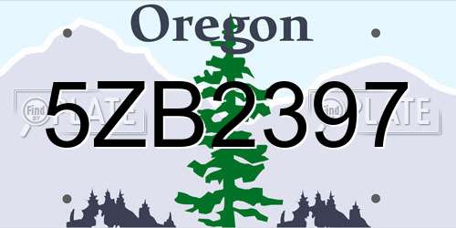 5ZB2397 Oregon License Plate