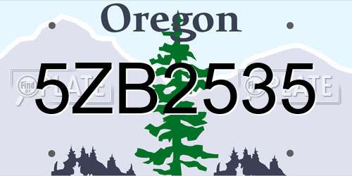 5ZB2535 Oregon License Plate