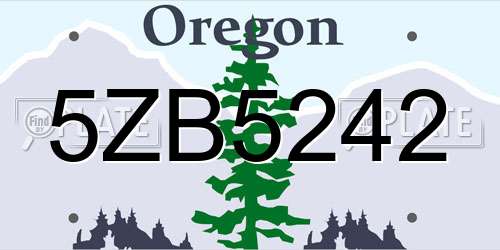 5ZB5242 Oregon License Plate