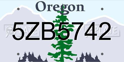 5ZB5742 Oregon License Plate