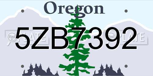 5ZB7392 Oregon License Plate