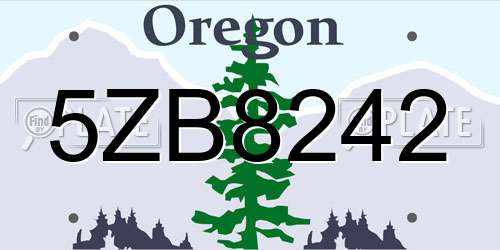 5ZB8242 Oregon License Plate