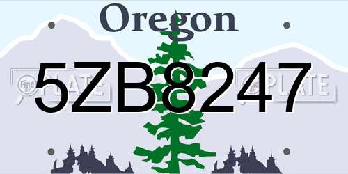 5ZB8247 Oregon License Plate