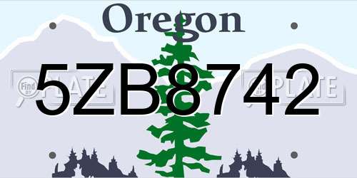 5ZB8742 Oregon License Plate