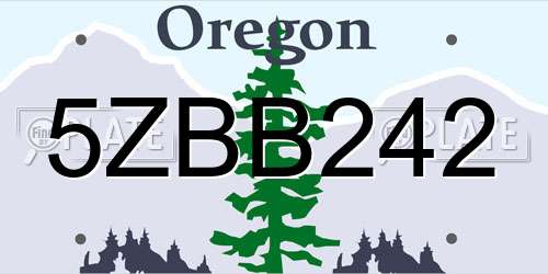 5ZBB242 Oregon License Plate