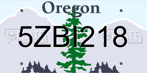 5ZBI218 Oregon License Plate