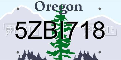 5ZBI718 Oregon License Plate