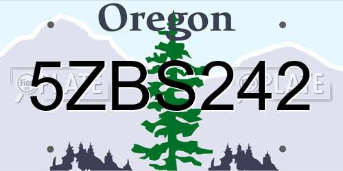 5ZBS242 Oregon License Plate