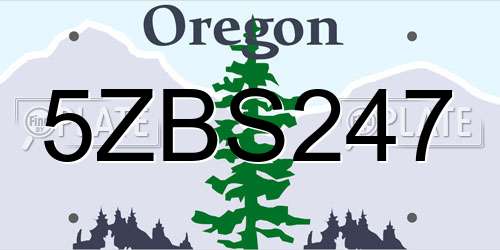 5ZBS247 Oregon License Plate