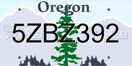 5ZBZ392 Oregon License Plate