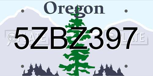 5ZBZ397 Oregon License Plate