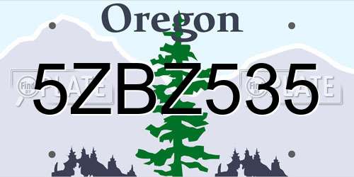 5ZBZ535 Oregon License Plate