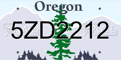 5ZD2212 Oregon License Plate
