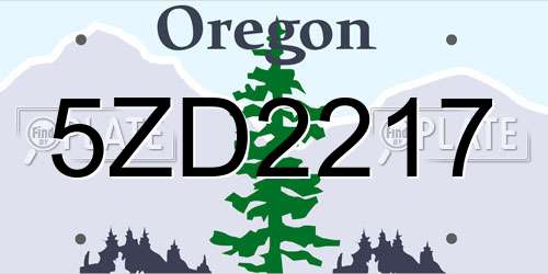 5ZD2217 Oregon License Plate