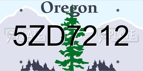 5ZD7212 Oregon License Plate
