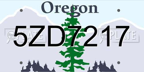 5ZD7217 Oregon License Plate