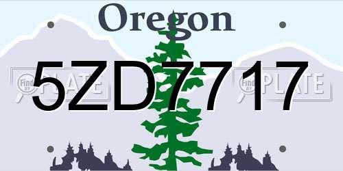 5ZD7717 Oregon License Plate