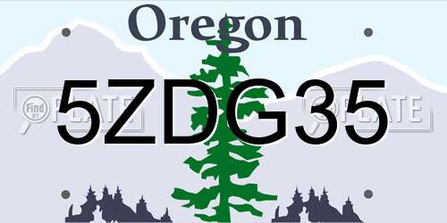 5ZDG35 Oregon License Plate