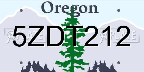 5ZDT212 Oregon License Plate