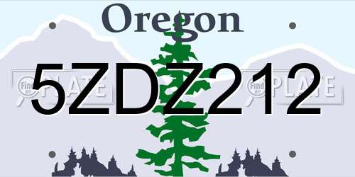 5ZDZ212 Oregon License Plate