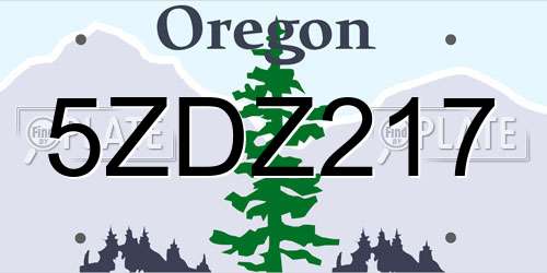 5ZDZ217 Oregon License Plate