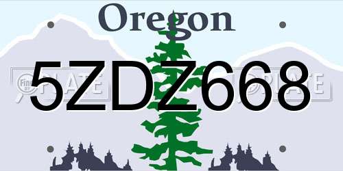 5ZDZ668 Oregon License Plate