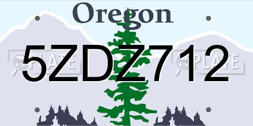 5ZDZ712 Oregon License Plate