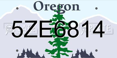 5ZE6814 Oregon License Plate