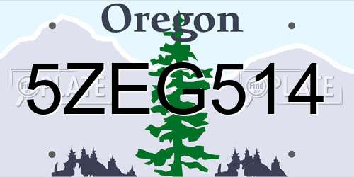 5ZEG514 Oregon License Plate