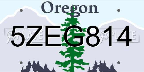5ZEG814 Oregon License Plate