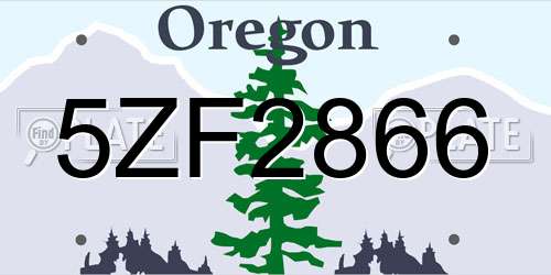 5ZF2866 Oregon License Plate