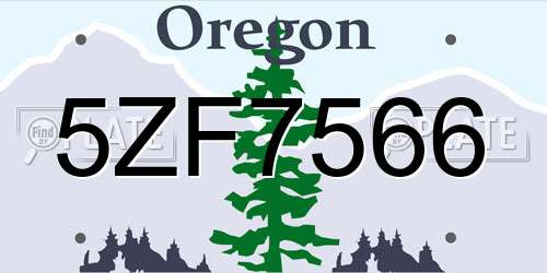 5ZF7566 Oregon License Plate