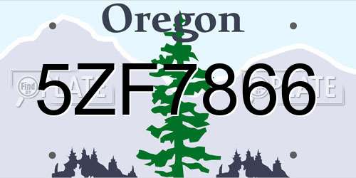 5ZF7866 Oregon License Plate