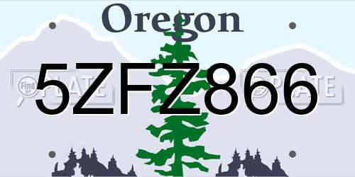 5ZFZ866 Oregon License Plate