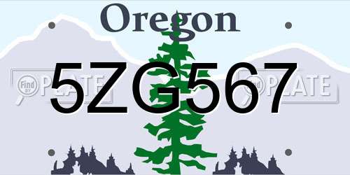 5ZG567 Oregon License Plate