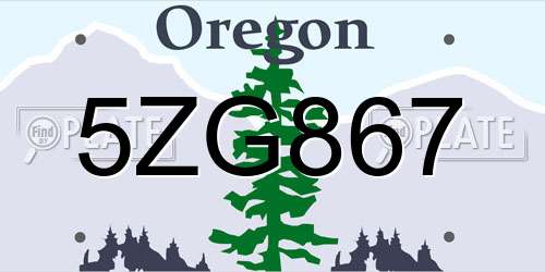 5ZG867 Oregon License Plate