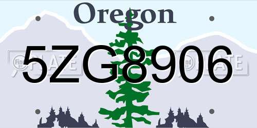 5ZG8906 Oregon License Plate