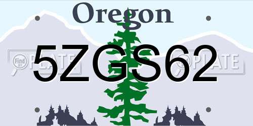 5ZGS62 Oregon License Plate