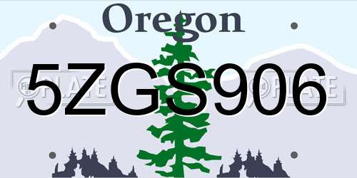 5ZGS906 Oregon License Plate