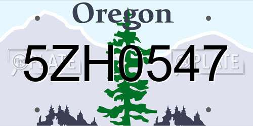 5ZH0547 Oregon License Plate