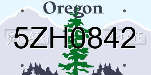 5ZH0842 Oregon License Plate