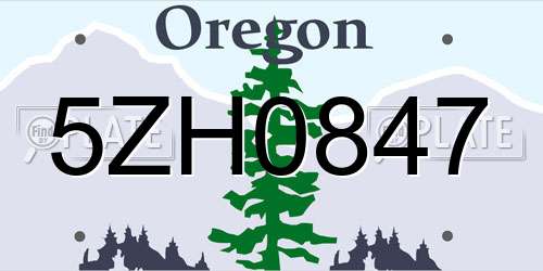 5ZH0847 Oregon License Plate