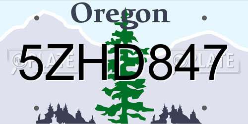 5ZHD847 Oregon License Plate
