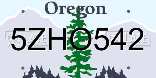 5ZHO542 Oregon License Plate